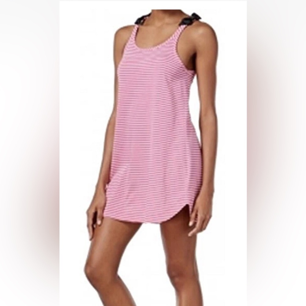 KATE SPADE PINK STRIPED CHEMISE WITH BOW- Pink and White Striped Top Sz Large
